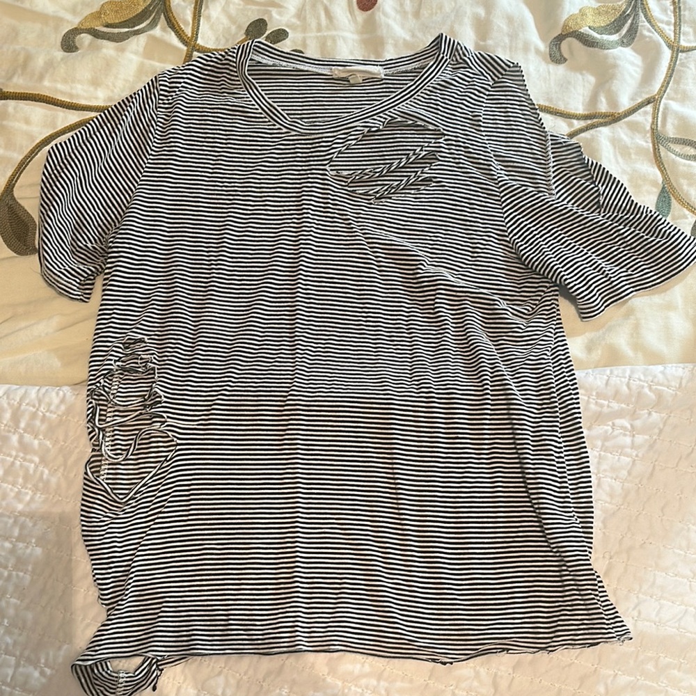 Striped Black and White Women's Top